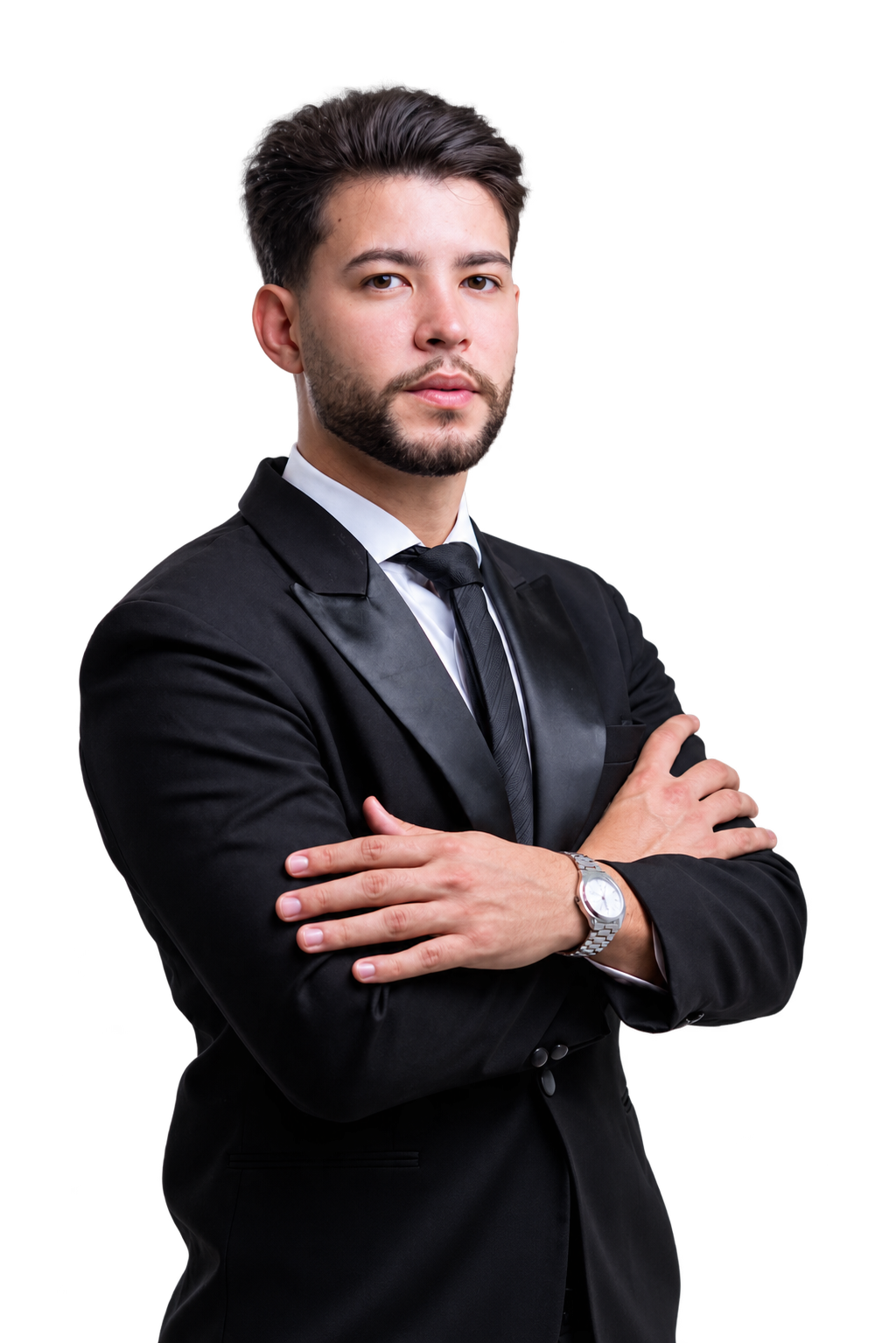 Gabriel Cabaleiro, advogado, usando terno preto